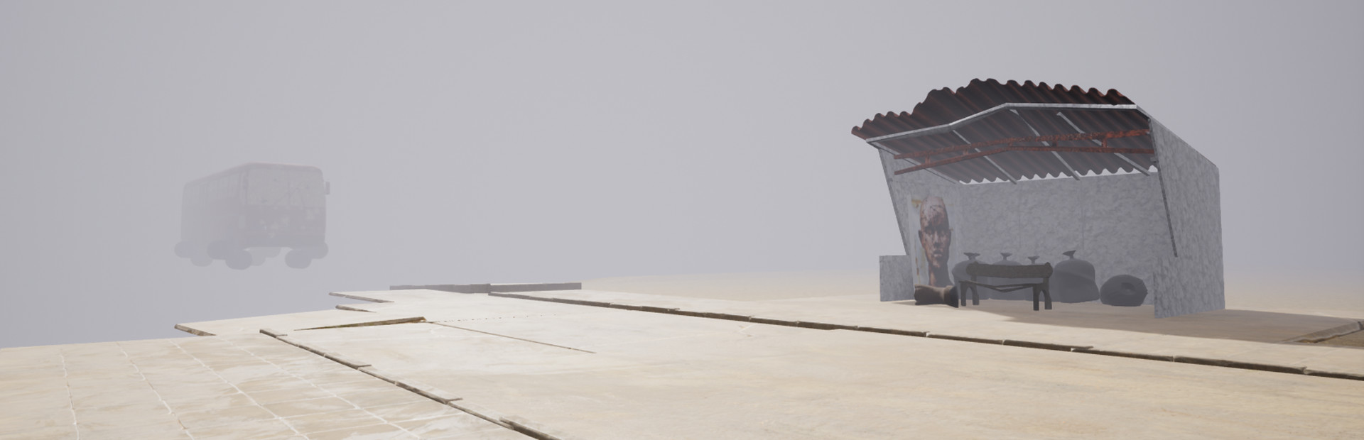 Bus stop in the fog cover art